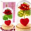 LEAN Eternal Rose in Dome with LED Lighting Red with Heart 14x8cm