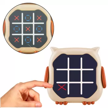 LEAN TOYS Elektrooniline mäng 3in1 Tic Tac Toe Memory Owl Beige
