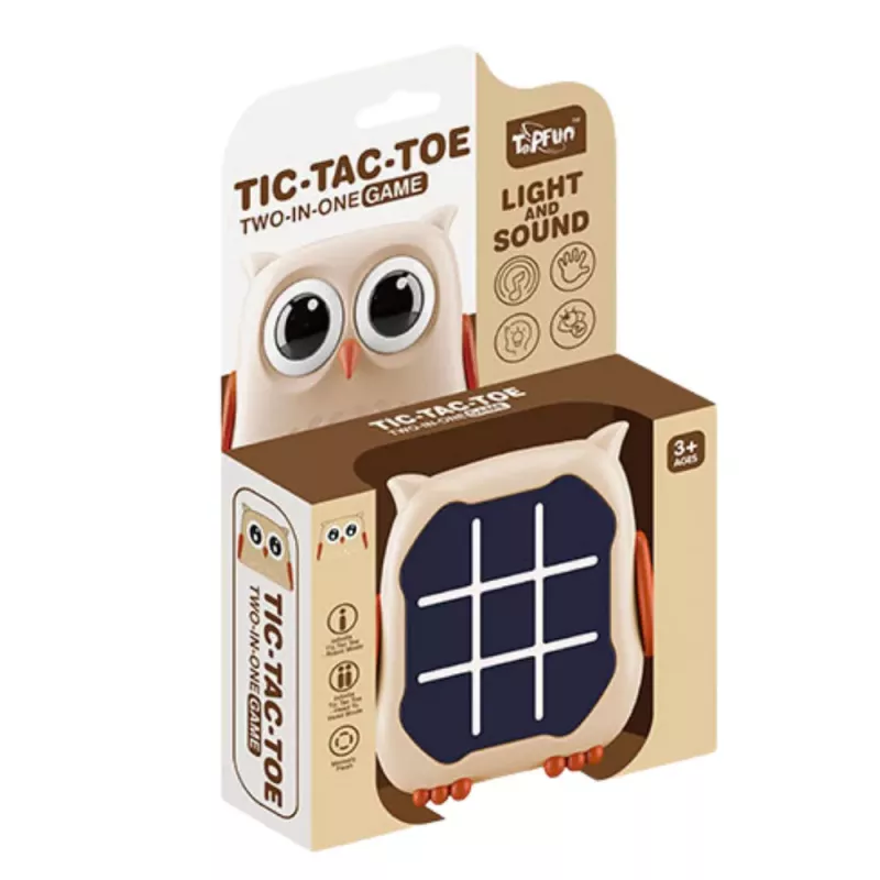 LEAN TOYS Elektrooniline mäng 3in1 Tic Tac Toe Memory Owl Beige