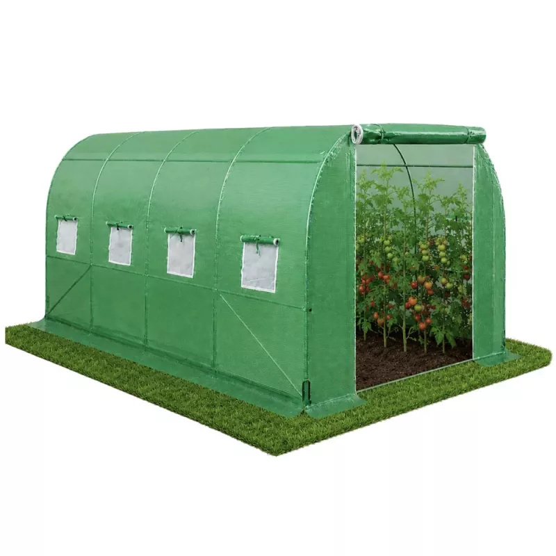 LEAN Foil Tunnel Garden Greenhouse for Vegetables Windows Green UV 4x2.5x2 M 10M²