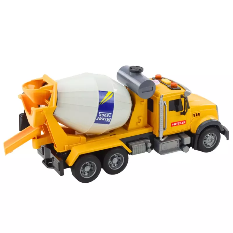 LEAN TOYS Truck Concrete Mixer Rotating Drum Lights Sounds Yellow