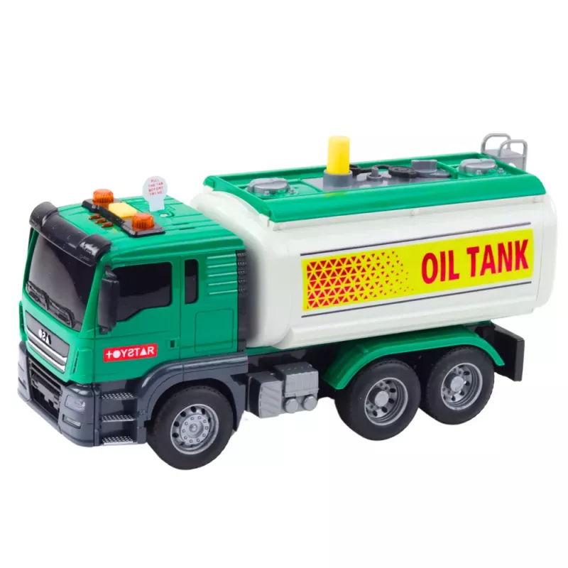 LEAN TOYS Truck Tanker Water Lights Sounds Green 1:14