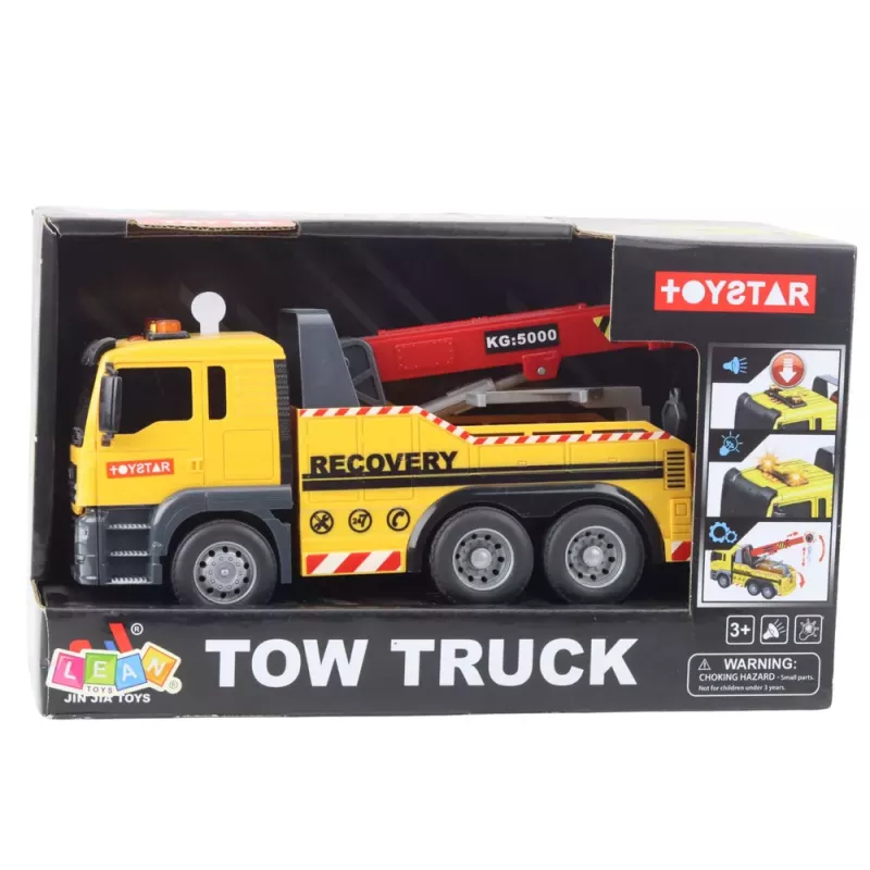 LEAN TOYS Ehitusveok reguleeritava kraana, tulede ja helidega Kollane