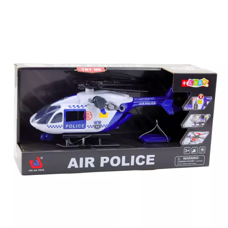 LEAN TOYS Police Helicopter Hook Stretcher Lights Sounds 1:12