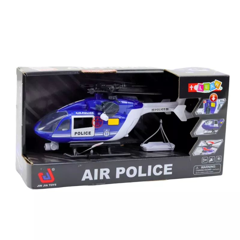 LEAN TOYS Politseihelikopter Konksuga Kanderaam Valgus Heli 1:14