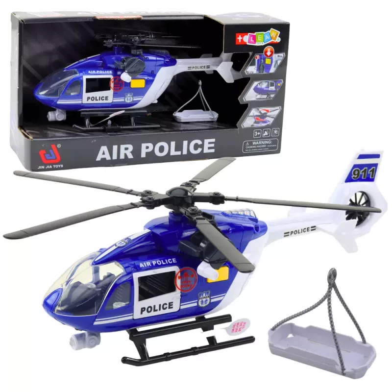LEAN TOYS Politseihelikopter Konksuga Kanderaam Valgus Heli 1:14