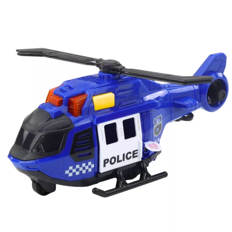 LEAN TOYS Politseihelikopter kraana, tulede ja helidega, sinine
