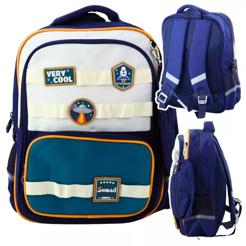 LEAN Kooli seljakott Space Patches mereväesinine 16L