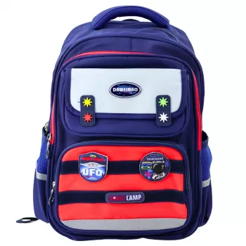 LEAN laste koolikott rinnalindiga tumesinine punane kosmos 20L 38cm