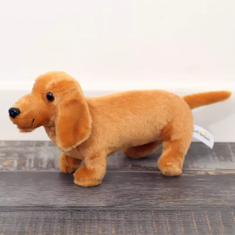LEAN TOYS Plush Mascot Cuddly Toy Dog Dachshund Light Brown 25cm