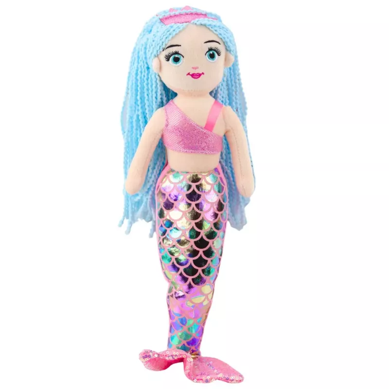 LEAN TOYS Plush Mermaid Cuddly Toy Holographic Tail Pink-Blue 48cm