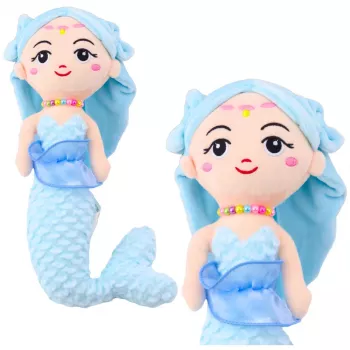 LEAN TOYS Plush Mermaid with Corals Cuddly Toy Blue 32cm