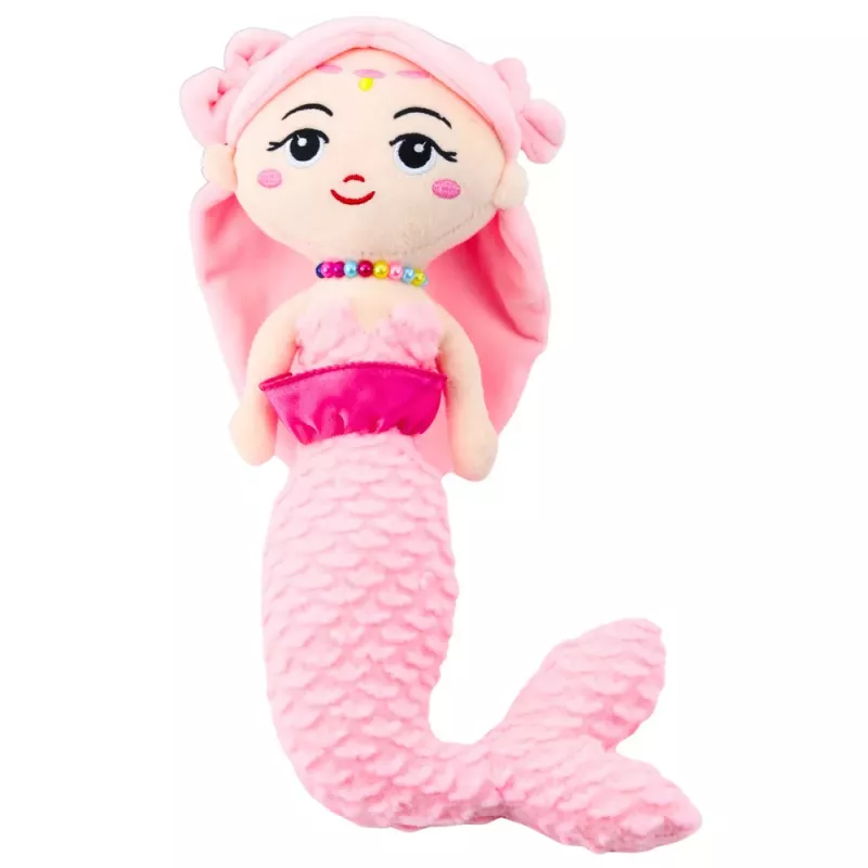 LEAN TOYS Plush Mermaid with Beads Cuddly Toy Pink 32cm