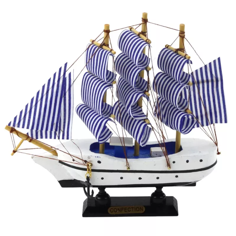 LEAN TOYS Kollektsioneeritav Mudel Dekoratiivne Purjelaev Valge ja Sinine 18x17cm
