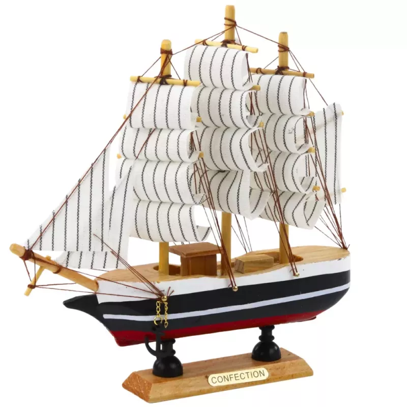 LEAN TOYS Kogumismudel Dekoratiivne Purjelaev Must ja Valge 21x21cm