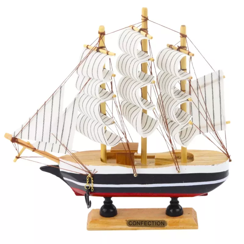 LEAN TOYS Kogumismudel Dekoratiivne Purjelaev Must ja Valge 21x21cm