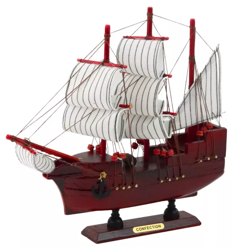 LEAN TOYS Kollektsioneeritav Dekoratiivne Purjelaeva Mudel Punane 24x23cm