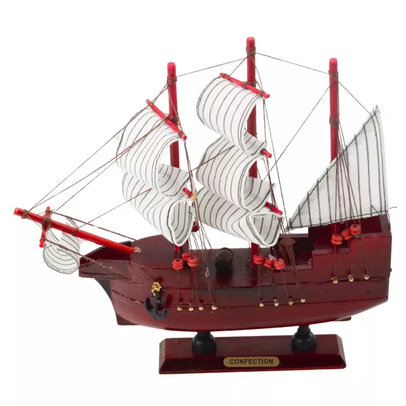LEAN TOYS Kollektsioneeritav Dekoratiivne Purjelaeva Mudel Punane 24x23cm