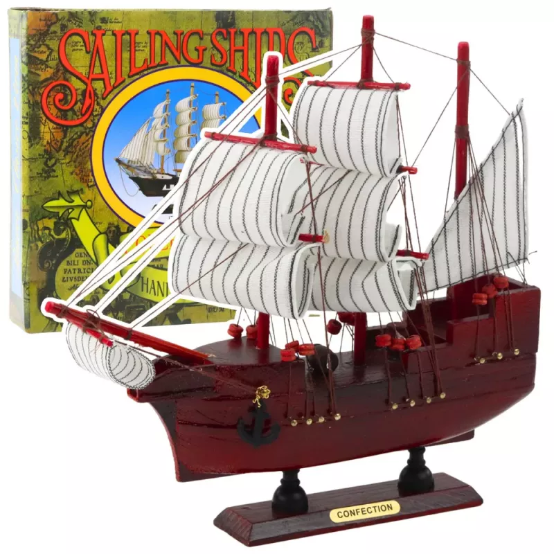 LEAN TOYS Kollektsioneeritav Dekoratiivne Purjelaeva Mudel Punane 24x23cm