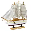LEAN TOYS Kolmemastiline Purjelaev Dekoratiivmudel Valge 24x23cm