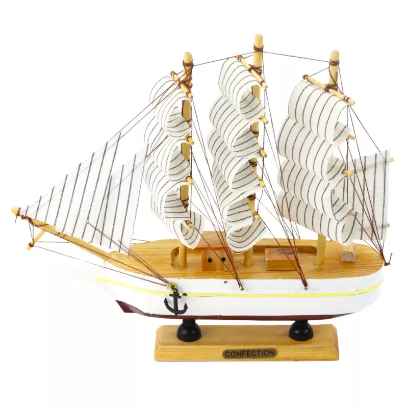 LEAN TOYS Kolmemastiline Purjelaev Dekoratiivmudel Valge 24x23cm