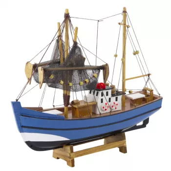 LEAN TOYS Kollektsioneeritav Dekoratiivne Mudel Kalapaat Laev Sinine 30x26cm