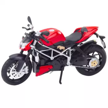 LEAN TOYS Sports Motorcycle Metal Lights Sounds Silver Elements Red 1:12