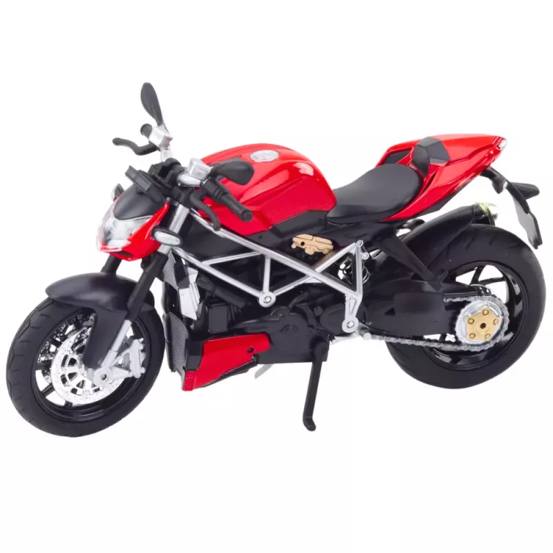 LEAN TOYS Sports Motorcycle Metal Lights Sounds Silver Elements Red 1:12