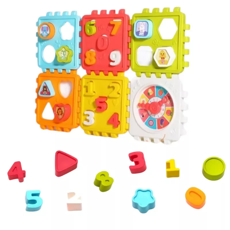 LEAN TOYS Hariv Kuubik Sorteerija Numbrid Mustrid Kell Värviline