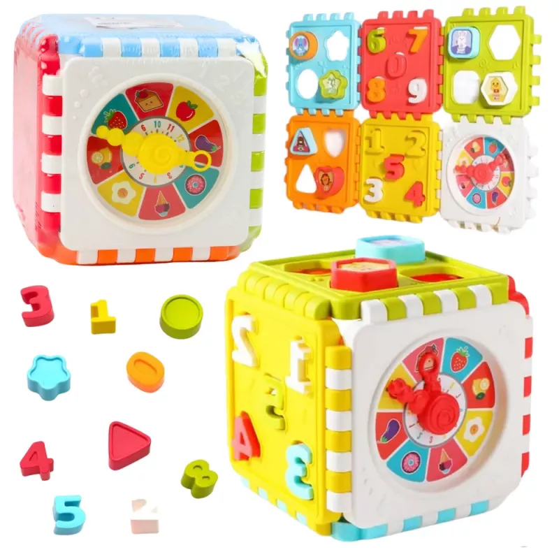 LEAN TOYS Hariv Kuubik Sorteerija Numbrid Mustrid Kell Värviline