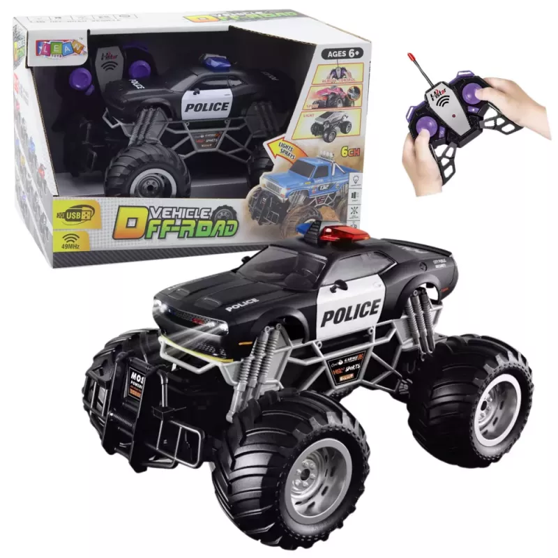 LEAN TOYS RC Police Off-Road Vehicle Remote Controlled 1:16 Lights Smoke