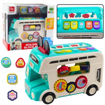 LEAN TOYS Interaktiivne Hariv Buss Sorteerija Tuled Heled Türkiis