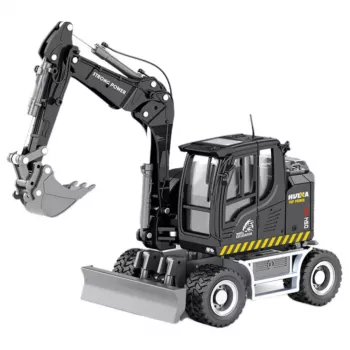 Ratasekskavaator Buldooseriga Metall Huina Must 1:50