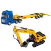 Huina 1:50 Diecast veok haagisega ja metallist ekskavaator kollane