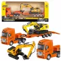 Huina 1:50 Die-Cast Metal Tow Truck with Trailer and Excavator - Orange