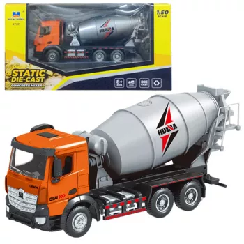 LEAN TOYS Betoonisegisti Ehitusmasin Metall Huina Oranž 1:50