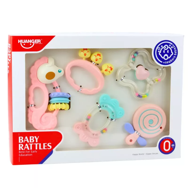 LEAN TOYS Meelte ja hammaste komplekt beebidele Roosa 5tk