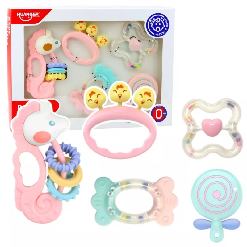 LEAN TOYS Meelte ja hammaste komplekt beebidele Roosa 5tk