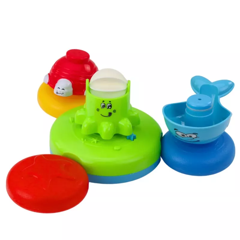 LEAN TOYS Interaktiivne vannimänguasjade komplekt purskkaevuga loomade topsid