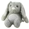 LEAN TOYS Plush Rabbit Sleeping Cuddly Toy with Projector, Sound, and Cry Sensor - Grey