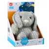 LEAN TOYS Plush Rabbit Sleeping Cuddly Toy with Projector, Sound, and Cry Sensor - Grey