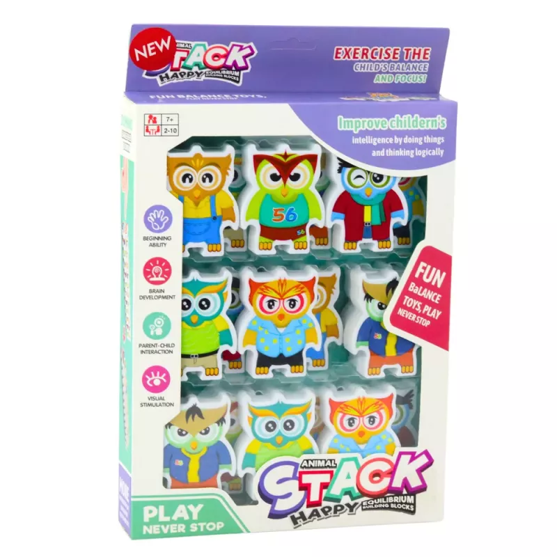 LEAN TOYS Õppemäng Öökullid Arcade Loogikamõistatus Doomino 18 tk