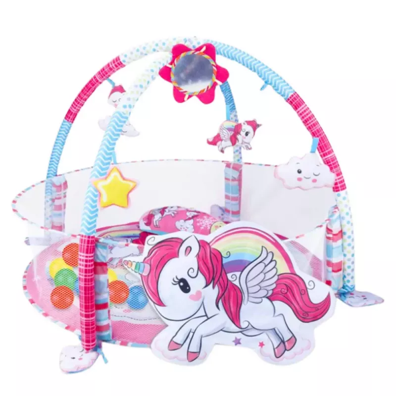 LEAN TOYS Beebi Mängumatt Pallibassein 3in1 Unicorn Roosa