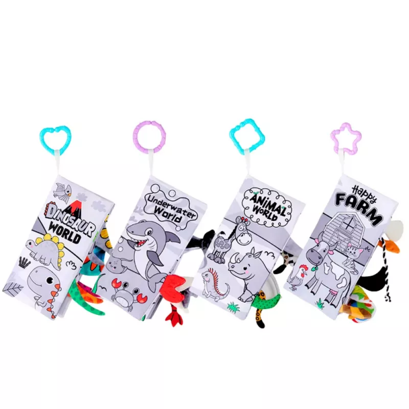 LEAN TOYS Pehmete õpetlike sensoorsete raamatute komplekt väikelastele 4 tk