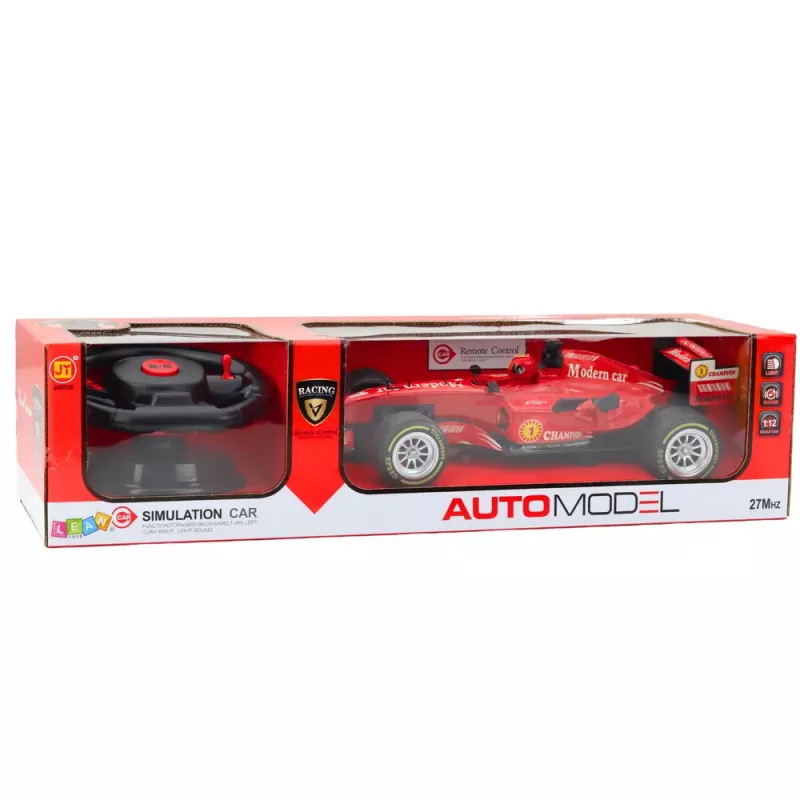 LEAN TOYS Kaugjuhitav RC Võidusõiduauto Rooli Tule Helid 1:12 Punane