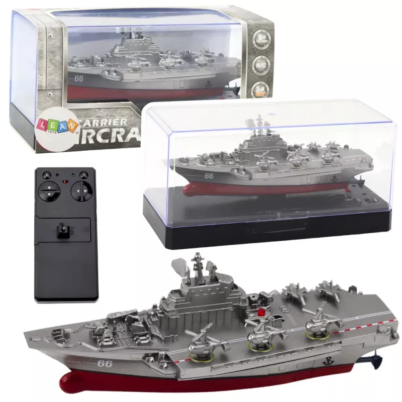 LEAN TOYS Military Ship Remote Controlled Boat RC Silver 15cm
