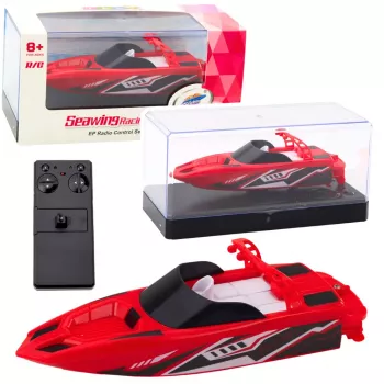 LEAN TOYS Kaugjuhitav RC Paat Valge ja Punane 15cm