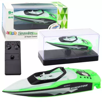 LEAN TOYS Kaugjuhitav RC Paat Valge-Roheline 15cm