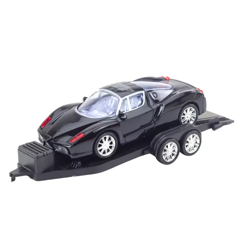 LEAN TOYS Maastikuauto komplekt: punane puksiirauto ja must sportauto 59cm
