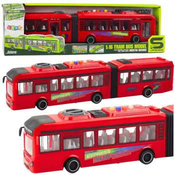LEAN TOYS Liigendbuss avatavate uste, tulede ja helidega - Punane 1:16